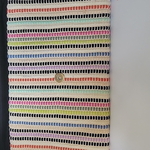 Stella & Dot Taj Bohemian Multicolored Striped Fringe Clutch - Picture 12 of 14